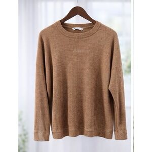 Sonoma Waffle Knit Tee Top Classic Soft Chestnut Brown Size XL Tunic Length